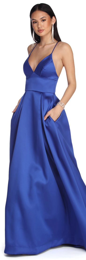Melody Formal Satin Ball Gown is a gorgeous pick as your 2023 prom dress or formal gown for wedding guest, spring bridesmaid, or army ball attire!