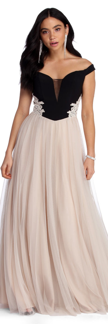 The Cora Formal Tulle Ball Gown is a gorgeous pick as your 2023 prom dress or formal gown for wedding guest, spring bridesmaid, or army ball attire!