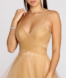 Marianne Tulle Glitter Ball Gown is a gorgeous pick as your 2023 prom dress or formal gown for wedding guest, spring bridesmaid, or army ball attire!