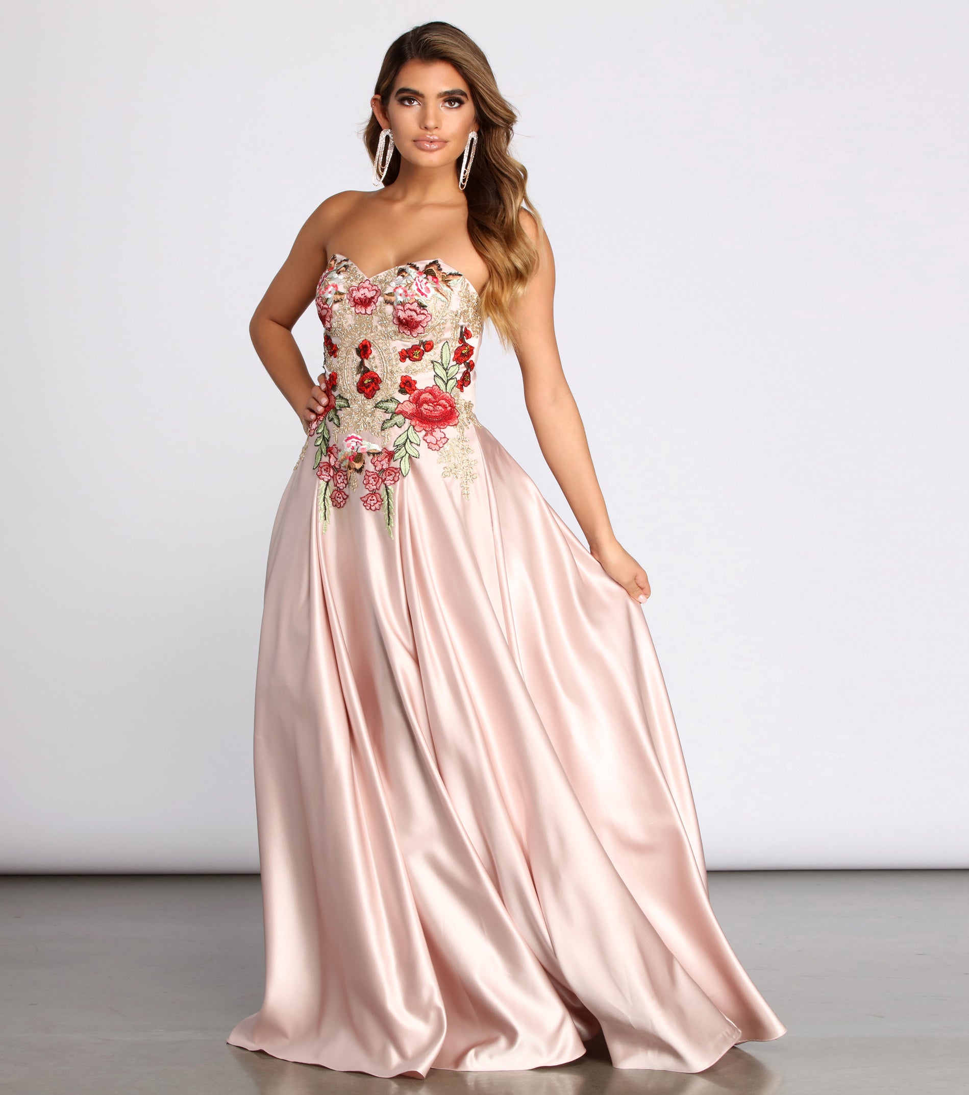 Joanne Floral Satin Ball Gown & Windsor