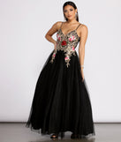 Biana Embroidered Floral Tulle Ball Gown creates the perfect summer wedding guest dress or cocktail party dresss with stylish details in the latest trends for 2023!