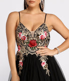Biana Embroidered Floral Tulle Ball Gown creates the perfect summer wedding guest dress or cocktail party dresss with stylish details in the latest trends for 2023!