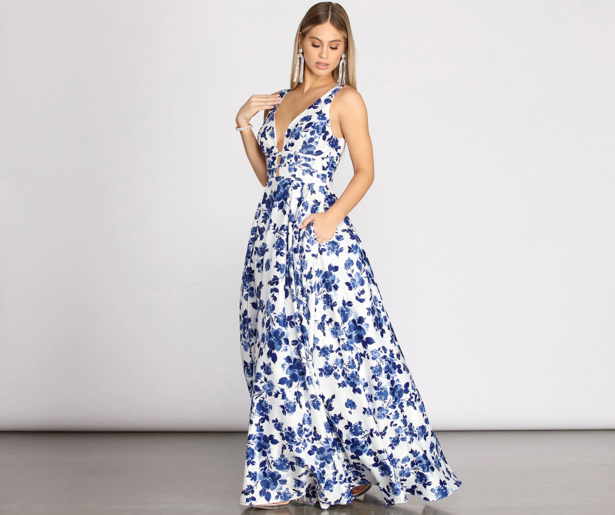 Jackie Floral Satin Ball Gown & Windsor
