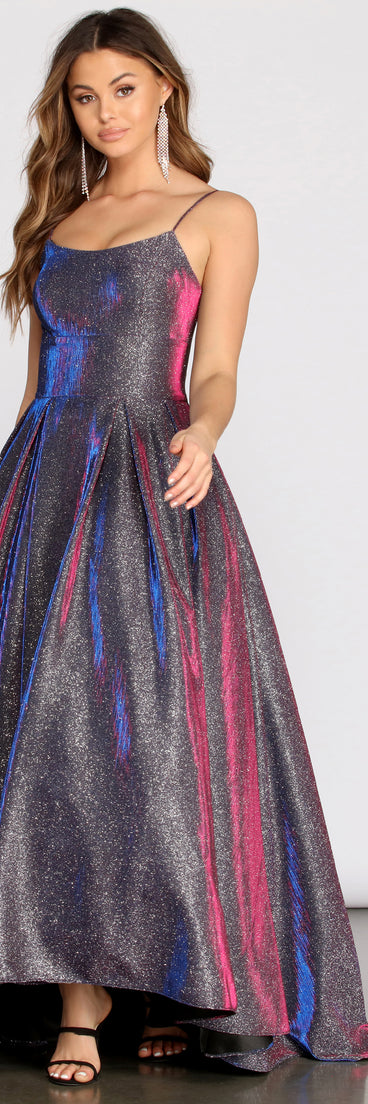 The Anya Shining Glitter Ball Gown is a gorgeous pick as your 2023 prom dress or formal gown for wedding guest, spring bridesmaid, or army ball attire!