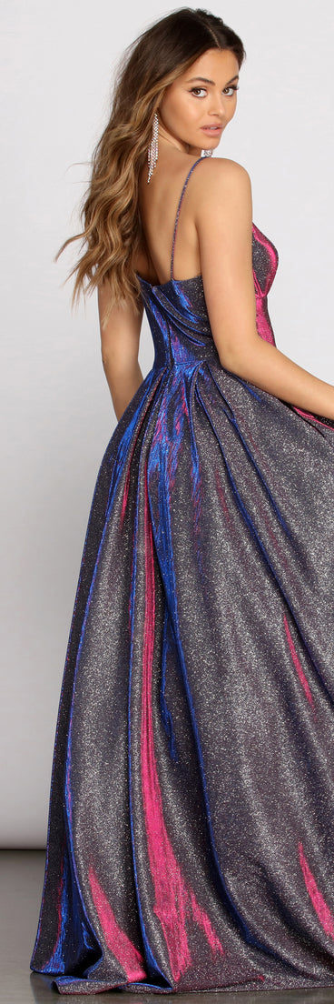 The Anya Shining Glitter Ball Gown is a gorgeous pick as your 2023 prom dress or formal gown for wedding guest, spring bridesmaid, or army ball attire!