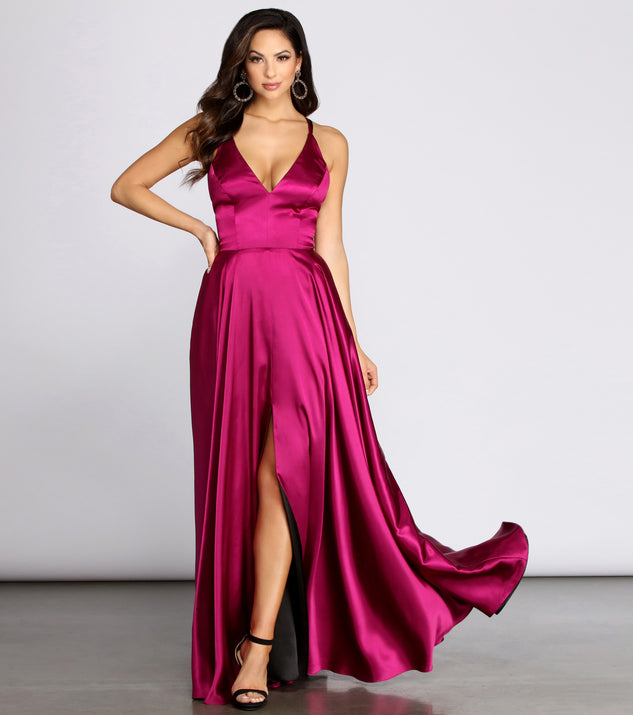 Lyric Cross & Lace Up Back Satin Dress is a gorgeous pick as your 2023 prom dress or formal gown for wedding guest, spring bridesmaid, or army ball attire!