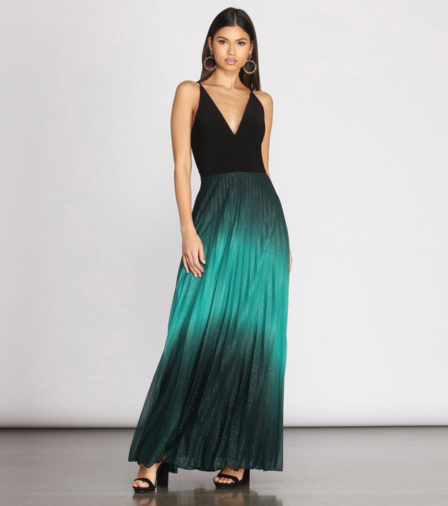 Mishka Pleated Ombre Formal Dress creates the perfect spring wedding guest dress or cocktail attire with stylish details in the latest trends for 2023!