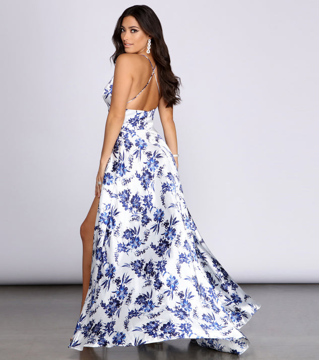 Luna Satin Floral A-Line Dress & Windsor