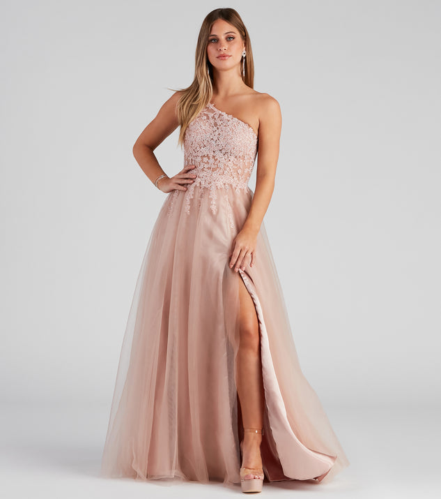 The Laine Formal One-Shoulder Ball Gown is a gorgeous pick as your 2023 prom dress or formal gown for wedding guest, spring bridesmaid, or army ball attire!