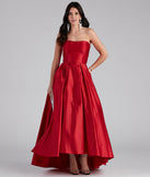 The Anastasia Strapless A-Line Ball Gown is a gorgeous pick as your 2023 prom dress or formal gown for wedding guest, spring bridesmaid, or army ball attire!
