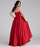 The Anastasia Strapless A-Line Ball Gown is a gorgeous pick as your 2023 prom dress or formal gown for wedding guest, spring bridesmaid, or army ball attire!