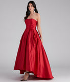 The Anastasia Strapless A-Line Ball Gown is a gorgeous pick as your 2023 prom dress or formal gown for wedding guest, spring bridesmaid, or army ball attire!