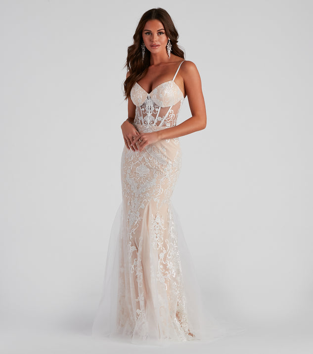 Samara Corset Lace Ball Gown is a gorgeous pick as your 2023 prom dress or formal gown for wedding guest, spring bridesmaid, or army ball attire!