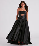 Beverly Satin High Low Black Prom Gown is a gorgeous pick as your 2023 prom dress or formal gown for wedding guest, spring bridesmaid, or army ball attire!