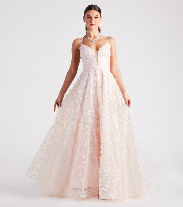 pink butterfly prom dress Back Sequin Butterfly Maxi Dress in Pink