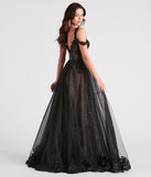 Adele Lace Glitter Cold Shoulder Ball Gown