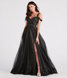 Adele Lace Glitter Cold Shoulder Ball Gown