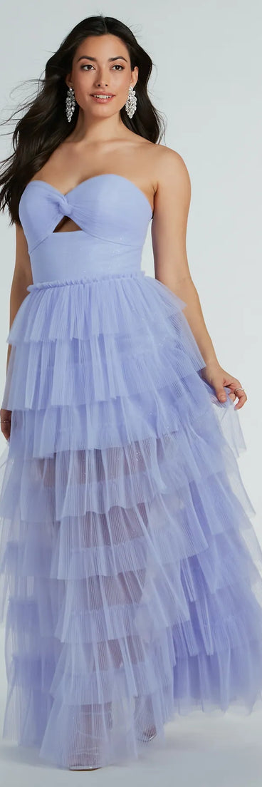 Lizette Strapless A-Line Ruffle Pleated Tulle Gown is the perfect prom dress pick with on-trend details to make the 2024 dance your most memorable event yet!