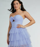 Lizette Strapless A-Line Ruffle Pleated Tulle Gown is the perfect prom dress pick with on-trend details to make the 2024 dance your most memorable event yet!