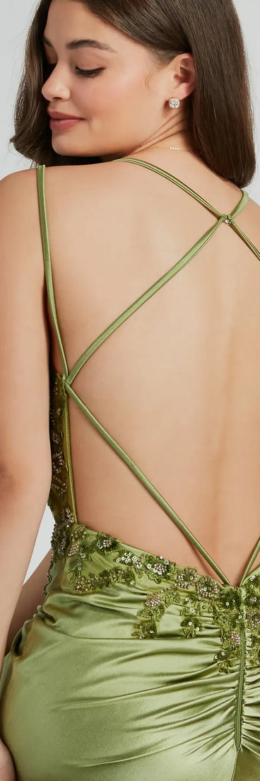 Dayna Corset Floral Embroidery Satin Formal Dress is the perfect prom dress pick with on-trend details to make the 2024 dance your most memorable event yet!