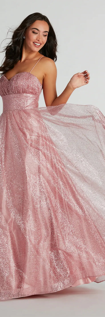 Charlie Sweetheart Lace Up A-Line Glitter Gown is the perfect prom dress pick with on-trend details to make the 2024 dance your most memorable event yet!