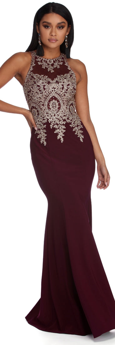 The Elliana Metallic Marvel Formal Dress is a gorgeous pick as your 2023 prom dress or formal gown for wedding guest, spring bridesmaid, or army ball attire!