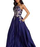 Ryleigh Floral Satin Ball Gown is a gorgeous pick as your 2023 prom dress or formal gown for wedding guest, spring bridesmaid, or army ball attire!