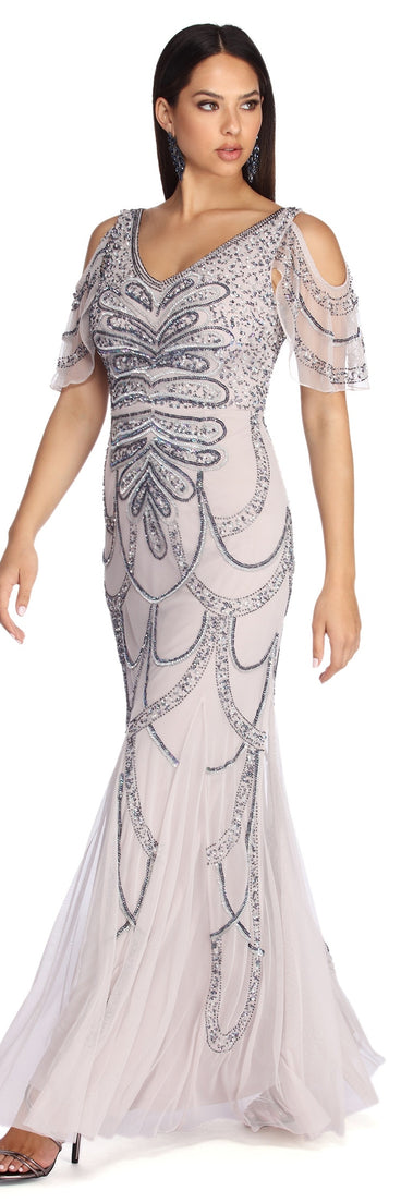 The Francine Formal Beaded Chiffon Dress is a gorgeous pick as your 2023 prom dress or formal gown for wedding guest, spring bridesmaid, or army ball attire!