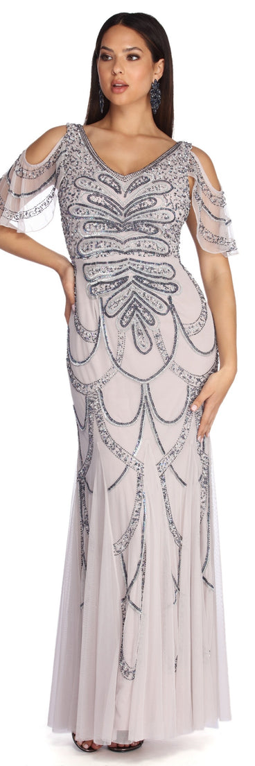 The Francine Formal Beaded Chiffon Dress is a gorgeous pick as your 2023 prom dress or formal gown for wedding guest, spring bridesmaid, or army ball attire!