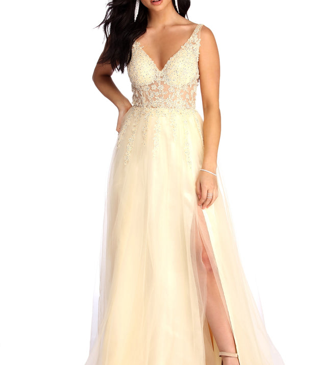 The Alisha High Slit Ball Gown is a gorgeous pick as your 2023 prom dress or formal gown for wedding guest, spring bridesmaid, or army ball attire!