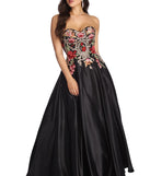 The Joanne Floral Satin Ball Gown is a gorgeous pick as your 2023 prom dress or formal gown for wedding guest, spring bridesmaid, or army ball attire!