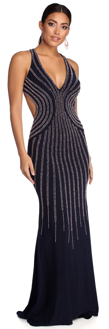 The Jules Formal Beaded Halter Dress is a gorgeous pick as your 2023 prom dress or formal gown for wedding guest, spring bridesmaid, or army ball attire!