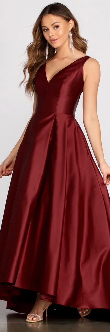 Reina Stunning Satin Ball Gown is a gorgeous pick as your 2023 prom dress or formal gown for wedding guest, spring bridesmaid, or army ball attire!
