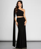 Linda One Shoulder Two Piece Dress is a gorgeous pick as your 2023 prom dress or formal gown for wedding guest, spring bridesmaid, or army ball attire!