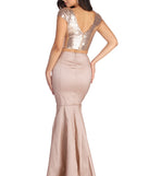Emmie Formal Sequin Two Piece Dress is a stunning choice for a bridesmaid dress or maid of honor dress, and to feel beautiful at Prom 2023, spring weddings, formals, & military balls!