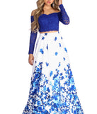 The Aline Formal Floral Two Piece Dress is a gorgeous pick as your 2023 prom dress or formal gown for wedding guest, spring bridesmaid, or army ball attire!