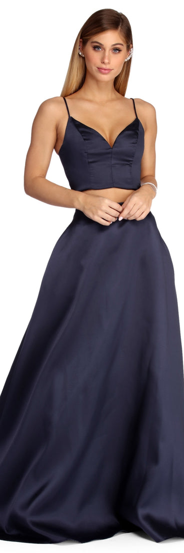 Roxanne Formal Two Piece Lattice Dress is a gorgeous pick as your 2023 prom dress or formal gown for wedding guest, spring bridesmaid, or army ball attire!