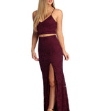 Lottie Formal Lace Two Piece Dress is a gorgeous pick as your 2023 prom dress or formal gown for wedding guest, spring bridesmaid, or army ball attire!