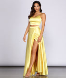 Naomi Satin Two Piece Dress creates the perfect spring wedding guest dress or cocktail attire with stylish details in the latest trends for 2023!