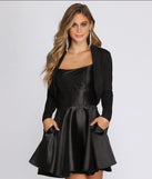Sparkle Stunner Long Sleeve Cover Up is a gorgeous pick as your 2023 prom dress or formal gown for wedding guest, spring bridesmaid, or army ball attire!