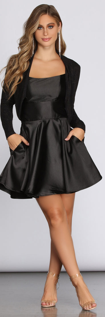 Sparkle Stunner Long Sleeve Cover Up is a gorgeous pick as your 2023 prom dress or formal gown for wedding guest, spring bridesmaid, or army ball attire!