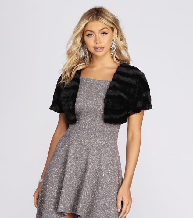 Timeless Elegance Faux Fur Bolero is a gorgeous pick as your 2023 prom dress or formal gown for wedding guest, spring bridesmaid, or army ball attire!