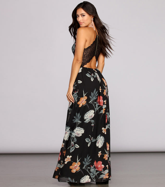 Flower Power Chiffon Maxi Dress is a stunning choice for a bridesmaid dress or maid of honor dress, and to feel beautiful at Prom 2023, spring weddings, formals, & military balls!