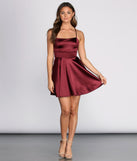 Stylish Satin Skater Dress creates the perfect spring wedding guest dress or cocktail attire with stylish details in the latest trends for 2023!