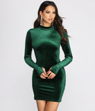 Mock Neck Velvet Mini Dress