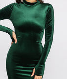 Mock Neck Velvet Mini Dress