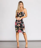 Floral Sweetheart Scuba Knit Midi Dress