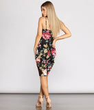 Floral Sweetheart Scuba Knit Midi Dress