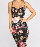 Floral Sweetheart Scuba Knit Midi Dress