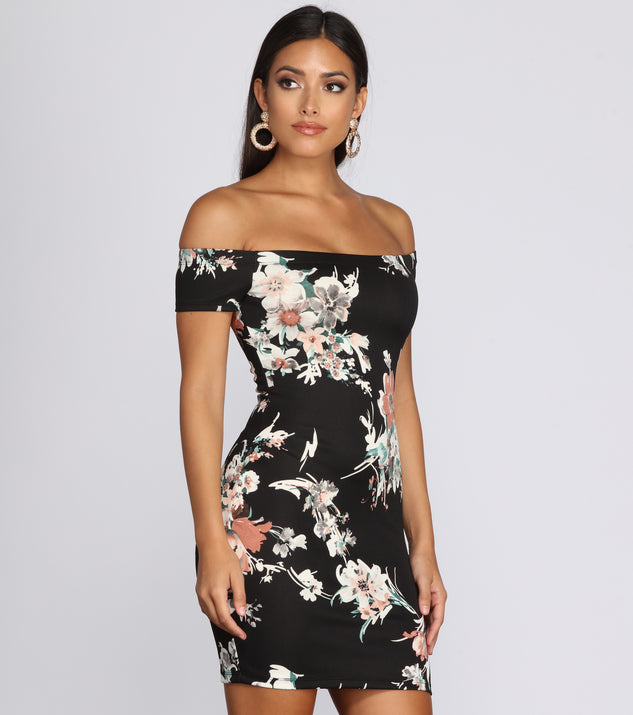 Deep Dive Floral Scuba Dress helps create the best bachelorette party outfit or the bride's sultry bachelorette dress for a look that slays!